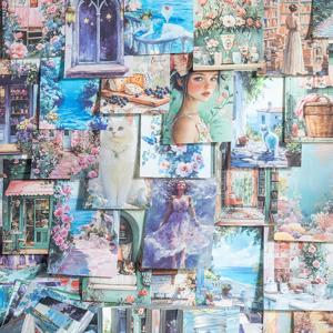 100매/봉 셩 여름 진행 중 여름 테마 재료 종이 DIY 핸드북 콜라주 인사 카드 봉투 안경