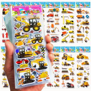 10 시트 어린이를위한 3D 엔지니어링 차량 스티커 푹신한 어린이 스티커 소년 소녀 교사 보상 Scrapbooking 선물 장난감