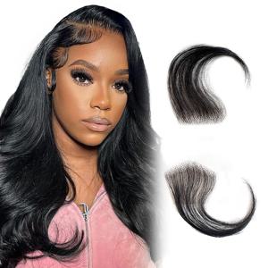 15cm 100% 인모 헤어라인 패치 측모 가장자리 패치 블랙 레이스 가장자리 보이지 않는 자연 앞머리 이음매없는 이마 커버