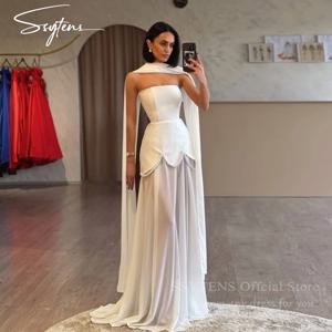 SSYTENS 아이보리 럭셔리 롱 웨딩 드레스 민소매 진주 A-라인 신부 드레스 공식 바닥 길이 신부 드레스 맞춤 제작