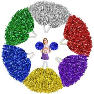 2PCS 치어 리더 Pom Poms 핸들 금속 호일 플라스틱 치어 리더 pompoms 스피릿 팀 게임 스포츠 댄스 파티 호의