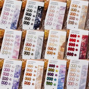 Vendeeni 5가지 색상/세트 크리스탈 캣아이 젤 네일 폴리쉬 세미 퍼머넌트 스파클링 마그네틱 UV LED 소크오프 젤 바니시 디스플레이 포함