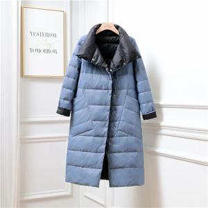 양면 2025 가을 겨울 여성용 따뜻한 다운 코트 가볍고 얇은 흰색 오리털 재킷 여성용 롱 오버사이즈 패딩 파카 아우터웨어