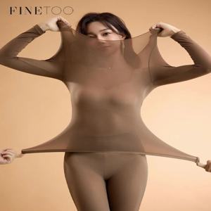 2pcs 여성용 울트라 씬 심리스 따뜻한 속옷 고탄성 긴 소매 슬림 핏 탑 여성용 경량 슬립웨어 란제리