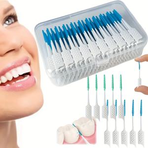 40/200개 소프트 글루 치간칫솔, 치간칫솔, 치간칫솔, 교정용 특수 틈새 칫솔, 일회용