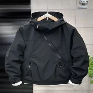 봄 신상 남성 트렌디 워크웨어 재킷 사선 지퍼 큰 포켓 후드 아웃도어 윈드브레이커 스포티 스타일 코트