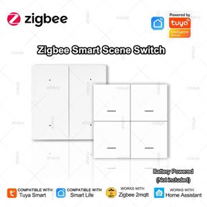 Tuya ZigBee 무선 4갱 씬 스위치 푸시 버튼 컨트롤러 배터리 구동 스마트 라이프 앱 홈 자동화 (지그비 장치용)