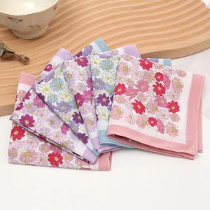 3/6/12개입 여성용 면 손수건 단면 프린트 구식 향수를 불러일으키는 얇은 흡수성 땀 닦는 손수건 43cm