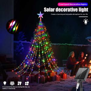 2025 크리스마스 조명 LED 야외 태양광 조명 200/280LED 8가지 모드 방수 별 요정 조명 정원 웨딩룸 장식용