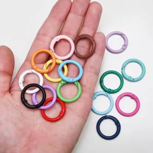 10개입 컬러풀 24mm 합금 트리거 라운드 스냅 키링 버클 스냅 훅 O 링 버클 키체인 가방 지갑 DIY 액세서리