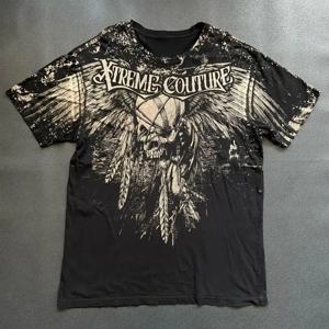 유럽과 미국 남성용 여름 해골 프린트 편안하고 통기성 좋은 라운드넥 티셔츠 야외 스트리트 패션 상의