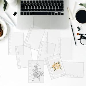 A7 6링 클리어 바인더 리필 10개 클리어 플라스틱 폴더 백 투명 시트 루즈 리프 필링 프로텍터 시트 프로텍터