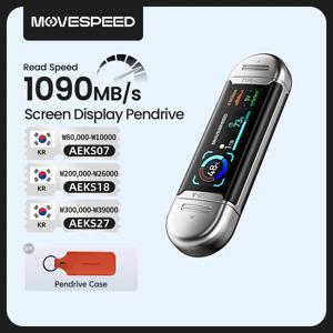 MOVESPEED SU10 1090MB/s 솔리드 스테이트 펜드라이브 2TB 1TB 512GB 256GB 128GB LCD USB3.2 Gen2 타입 C 플래시 드라이브 아이폰 15/16/17 PC용