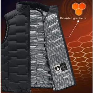 겨울용 화이트 다운 조끼 남성용 그래핀 자가 발열 방풍 주름 조끼 남성용 스탠드 칼라 캐주얼 따뜻한 다운 조끼