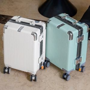 16인치/20인치 여성용 기내 반입 가능 여행용 트롤리 가방, 알루미늄 프레임 비밀번호 잠금 장치가 있는 롤링 러기지 22/24/26/28인치