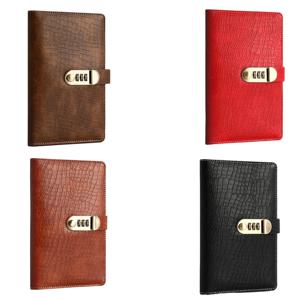 비밀번호 잠금 기능이 있는 저금통 지갑, 저축 수첩 플래너 오거나이저, 인조 악어 가죽