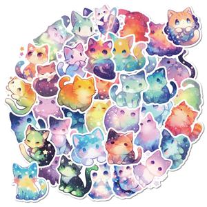별이 빛나는 하늘 고양이 스티커 만화 데칼 DIY 냉장고 자전거 전화 노트북 문구 방수 귀여운 어린이 스티커 장난감, 10 개, 30 개, 50 개