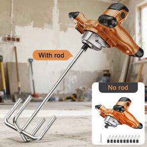 3000W 산업용 믹서 220V 6단 속도 조절 핸드헬드 페인트 퍼티 파우더 시멘트 플라스터 모르타르 코팅 믹서 막대 포함 또는 미포함