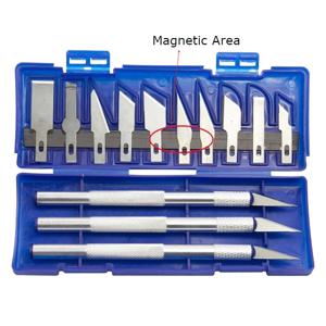 휴대용 금속 메스 칼 자석 보관함 포함 3개 조각 손잡이 10개 칼날 DIY 수작업 수리 도구