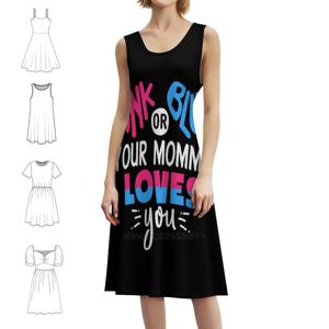 핑크 또는 블루 당신의 엄마는 당신을 사랑합니다 프레피 스타일 미니 드레스 여성용 A라인 루즈핏 캐주얼 데이 드레스 엄마 어머니