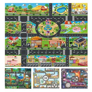 130x100cm 아기 크롤링 매트 만화 도시 교통 지도 어린이를위한 미끄럼 방지 플레이 매트 유아 몬테소리 조기 교육 장난감 TMZ