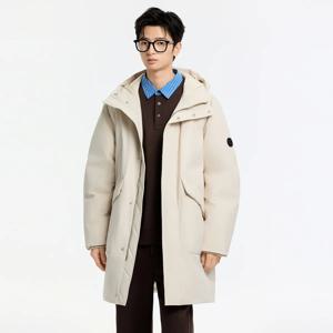 Metersbonwe 남성용 스탠드업 칼라 후드 다운 재킷 보온 안감 겨울 캐주얼 패션 유틸리티 코트 출퇴근 여행 일상용