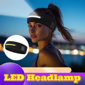 야외 야간 달리기 낚시 조명 LED 라이트 헤드밴드 머리에 착용하는 발광 땀 흡수 스포츠 헤드스카프 탄력 니트