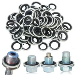 M12/M14 교체형 볼트 가스켓 배수 플러그 피팅 범용 자가 중심 조정 아연 도금 배수 가스켓 금속 씰 자동차 액세서리