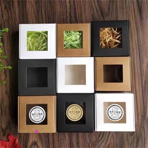 10pcs 사각형 화이트/크래프트/블랙 창 포장 상자, 다양한 크기, 결혼식 파티 선물, 수제 비누 초콜릿 플랫 상자