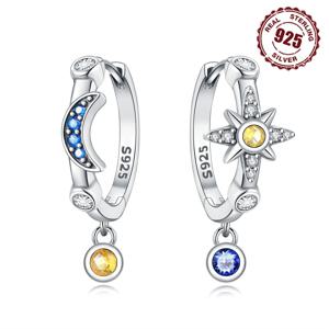 925 스털링 실버 신비한 스타 문 귀걸이, 다목적 후프 귀걸이, 여성용 쥬얼리, 생일 파티 고급 선물