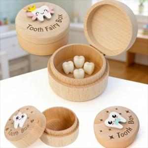 나무 유치 보관함 내구성 있는 치아 수집 고품질 아기 이빨 상자 선물 보관함 치아 기념품 상자 아기용