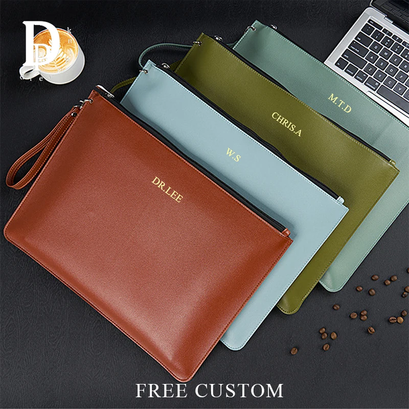 맞춤형 레터스 A4 종이 문서 가방 PU 가죽 럭셔리 비즈니스 오피스 13인치 노트북 가방 스트랩 포함 대용량 수납 가방