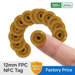 직경 12mm 초소형 NXP Ntag213 RFID 13.56mhz NFC 프로그래밍 가능 칩 블루투스 라벨/스티커 FPC 태그