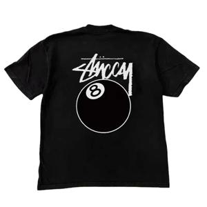 2026 트렌디 클래식 블랙 8볼 버전 리프레싱 티셔츠 아메리칸 트렌드 탑 캐주얼 반팔 티셔츠 여름 스타일