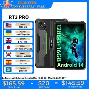 OUKITEL RT3 PRO 8인치 HD 러기드 태블릿 13.9mm 초슬림 프로파일 IP68 & IP69K & MIL-STD-810H, 16(4+12)GB +128GB, 5150mAh 배터리