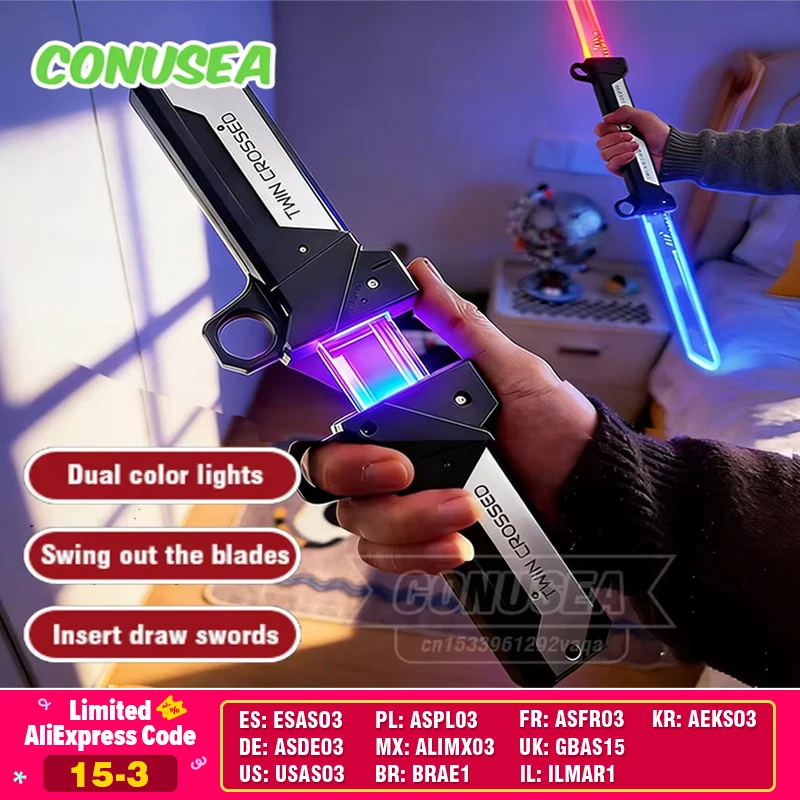 2026년 신제품 라이트세이버 장난감 라이트 소드 게임 어린이 및 성인용 이중 블레이드 발광 장난감 소년용 인터랙티브 코스프레