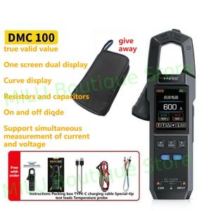 FNIRSI DMC-100 DC AC 전류 클램프 미터 10000 카운트 디지털 멀티미터 600A 전류 측정 클램프 USB 테스터 NCV 전기공 도구