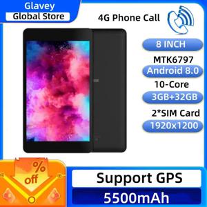 2026년 신제품 8인치 4G 전화 통화 가능 안드로이드 8.0 태블릿 3GB RAM 32GB ROM MTK6797 10코어 1920x1200 픽셀 GPS 듀얼 SIM 카드 5500mAh