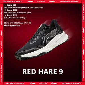 Li-Ning 남성용 RED HARE 9 레이싱 러닝화 라이트 폼 울트라 통기성 내구성 미끄럼 방지 LiNing 트레이닝 스니커즈 ARPW003