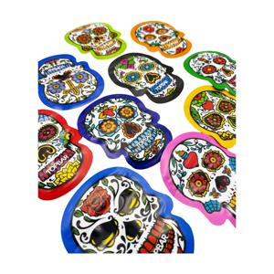 50개 3.5g 해골 모양 냄새 차단 홀로그램 백 재사용 가능한 지퍼락 보관 밀봉 파우치 플라스틱 만화 캐릭터 용기 패키지