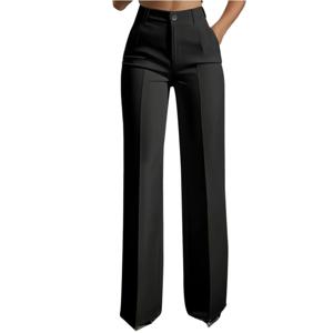 여성용 하이웨이스트 팬츠 드레이프 스트레이트 레그 미니멀리스트 블레이저 팬츠 다용도 스타일리시 세련된 워크 캐주얼 바지