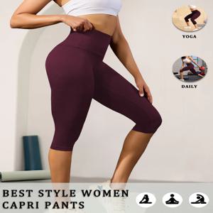 여성 하이웨이스트 카프리 팬츠, 매우 부드러운 소재, 비침 방지, 복부 보정, 요가, 러닝, 운동, 홈웨어, 캐주얼 레깅스