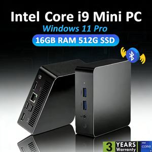 새로운 미니 PC 인텔 코어 i9-9900U 16GB 램 1/2TB SSD 블루투스 5.2 WiFi6 1000M 이더넷 윈도우 11 게이밍 사무용 PC