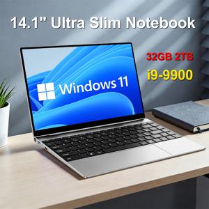 레노 14.1인치 울트라 슬림 노트북 인텔 코어 i9-9900 32GB 2TB 게이밍 컴퓨터 PC 윈도우11 게이머용 사무용 울트라 슬림 노트북 1080P HD