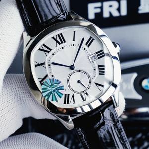 럭셔리 브랜드 새 제품 남성용 자동 기계식 시계 블랙 브라운 가죽 스포츠 블루 손목시계