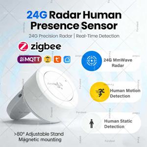 미니 24G Mmwave 레이더 지그비 존재 센서 인간 감지기 점유 감지 센서, 정적/동작 감지, Tuya/Home Assistant Z2MQTT용