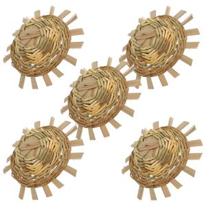 5Pcs 미니 밀짚 모자 8-9Cm 외경 공예용 짠 태양 모자 인형 집 장식 여름 해변 테마 멕시코 축제 파티