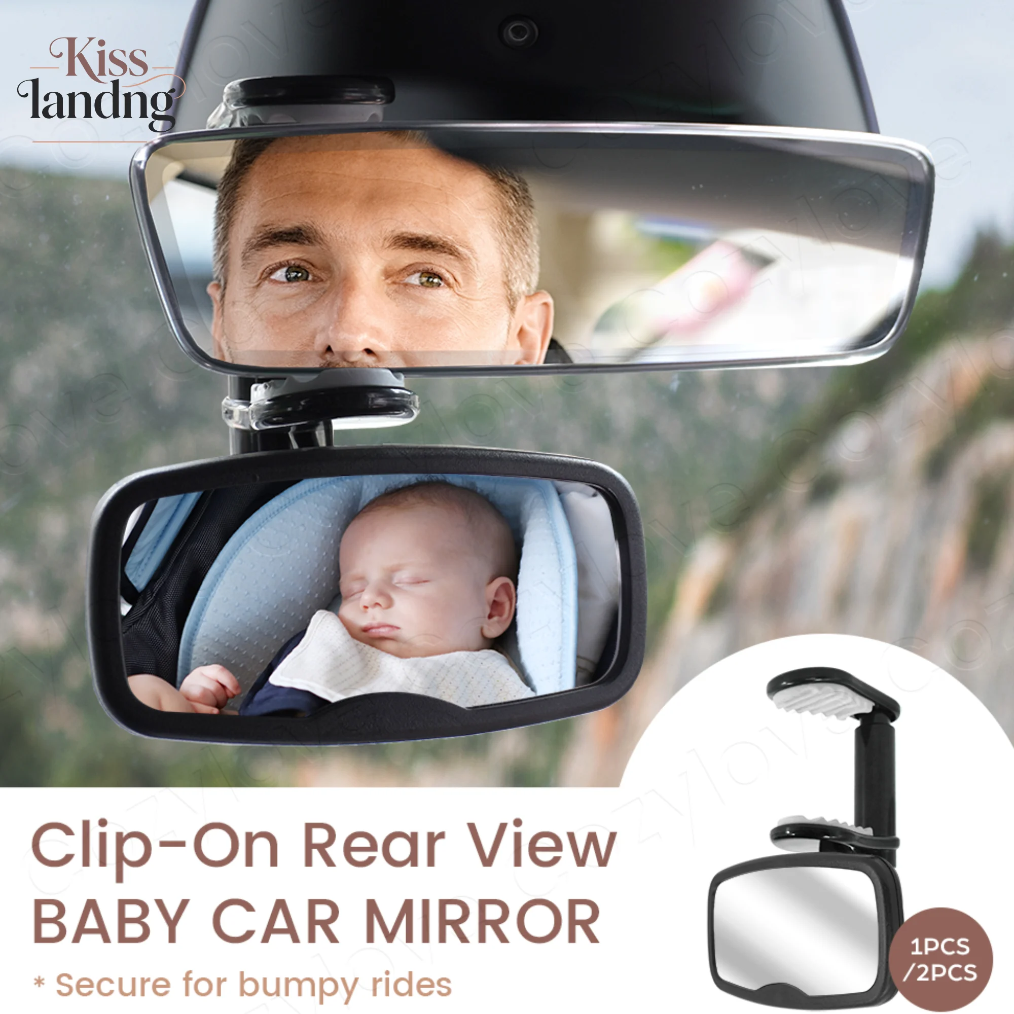 클립형 아기 카시트 거울 |   뒤로 바라보는 유아용 깨지지 않는 백미러, 거친 도로에서도 안전하게 사용 가능