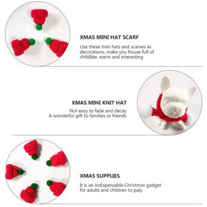 20Pcs 크리스마스 미니 니트 모자 스카프 니트 모직 DIY 장식 액세서리 전화 쉘 크리스마스 용품 크리스마스 장식품