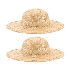 2Pcs 미니어처 밀짚 모자 공예 - DIY 프로젝트 장식을위한 천연 직조 작은 멕시코 모자 파티 웨딩 액세서리